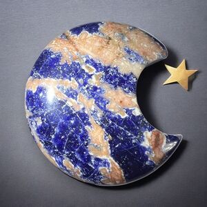 Sodalite Crystal‎ Moon Carving (#9)